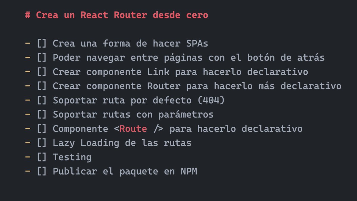 ¡Vamos a crear un React Router desde cero!

Ya estamos en directo en Twitch.

Esto es todo lo que vamos a conseguir. ¿Te atreves?