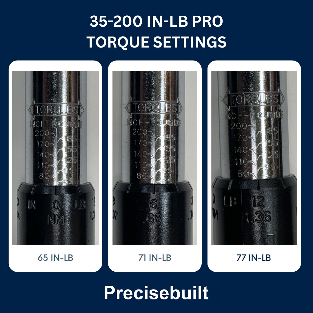 precisebuilt's tweet image. Torque Settings on our 1/4" or 3/8" DR. 35-200 IN-LB Pro Torque Wrench

#torquesettings #example #guide #inchpounds #inlb #200inlb #precisebuilt #click #torquewrench #torque #wrench #tools #handtools #torquing