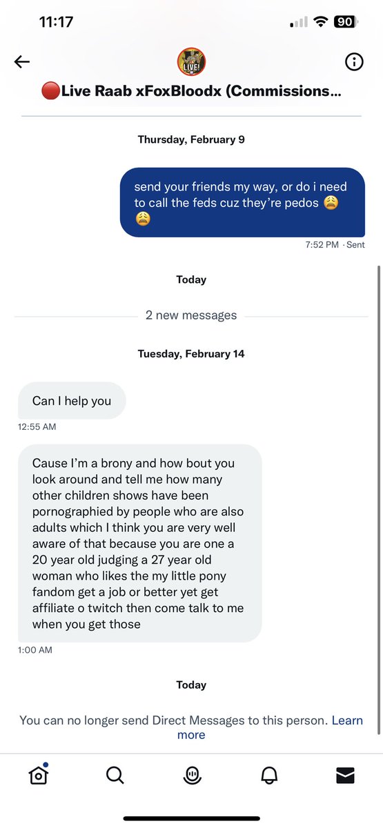 akaSimpli's tweet photo. @RaabxFoxBloodx don’t be a hater haha i work a really good position at a medical company. twitch affiliate doesn’t mean shit if you don’t get any views/subs. what adult gets aroused by a kids show? smh lmfaoooooo https://t.co/9iEm3zeXpm