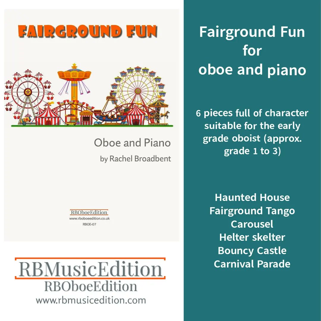 rbmusicedition's tweet photo. #oboemusic for young students grade 1 to 3. Fairground fun has 6 characterful pieces with piano accompaniment. Available from https://t.co/W76QnOBwZ4
#oboist #musicpublisher #oboes #woodwind #doublereed #oboe #muiscteacher #music https://t.co/NbaGtMaSFm