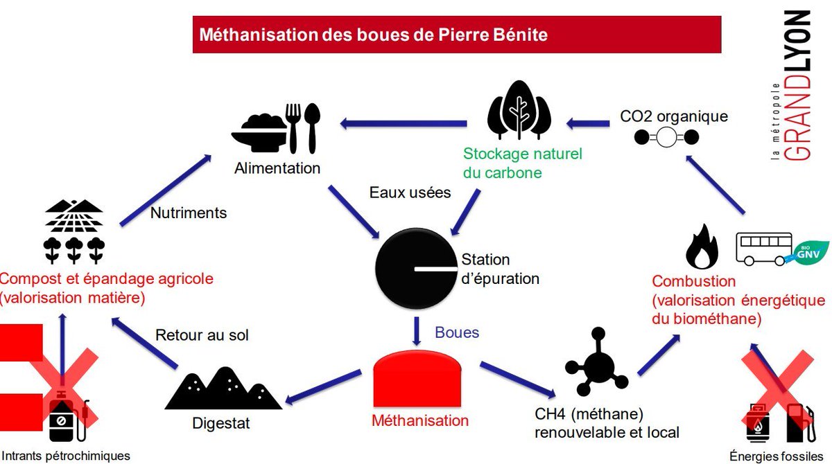 🌱 Produire de l'énergie Renouvelable et Locale, sans dépendance extérieure ? C'est possible ! ☑️ 

La Métropole de Lyon va créer l'un des plus grands Méthaniseur de stations d'épurations.

👉 48 GWh/an de Biogaz, l'équivalent de la consommation de 190 bus ou de 8000 logements ⚡️