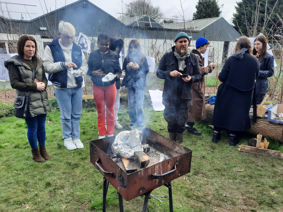 fingalarts's tweet photo. Today we shared a potato lunch prepared on site at Seanchai Microforest, a youth arts & ecology project lead by artist Gareth Kennedy that continues to astound @BlakestownCS @Fingalcoco #superprojects @artscouncil_ie #artsineducation #ecology #art #nature #Sustainability https://t.co/Djcr2o5XAD