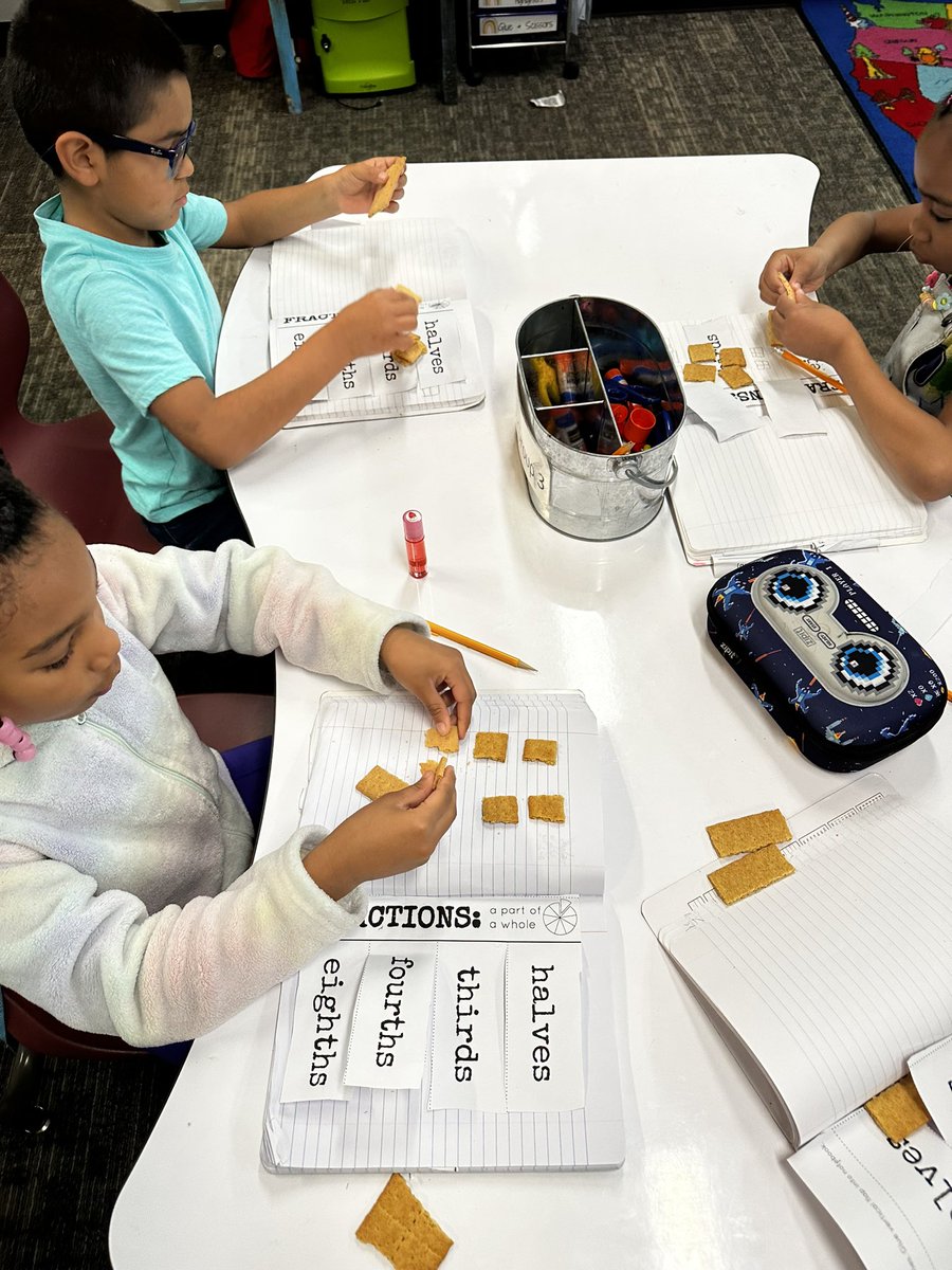 MrsVanderTuig's tweet photo. We used grahams cracker to make different fractional parts!! We practiced making Halves, Fourths, &amp; Eighths!❤️🚂 https://t.co/BlDaSn30yK