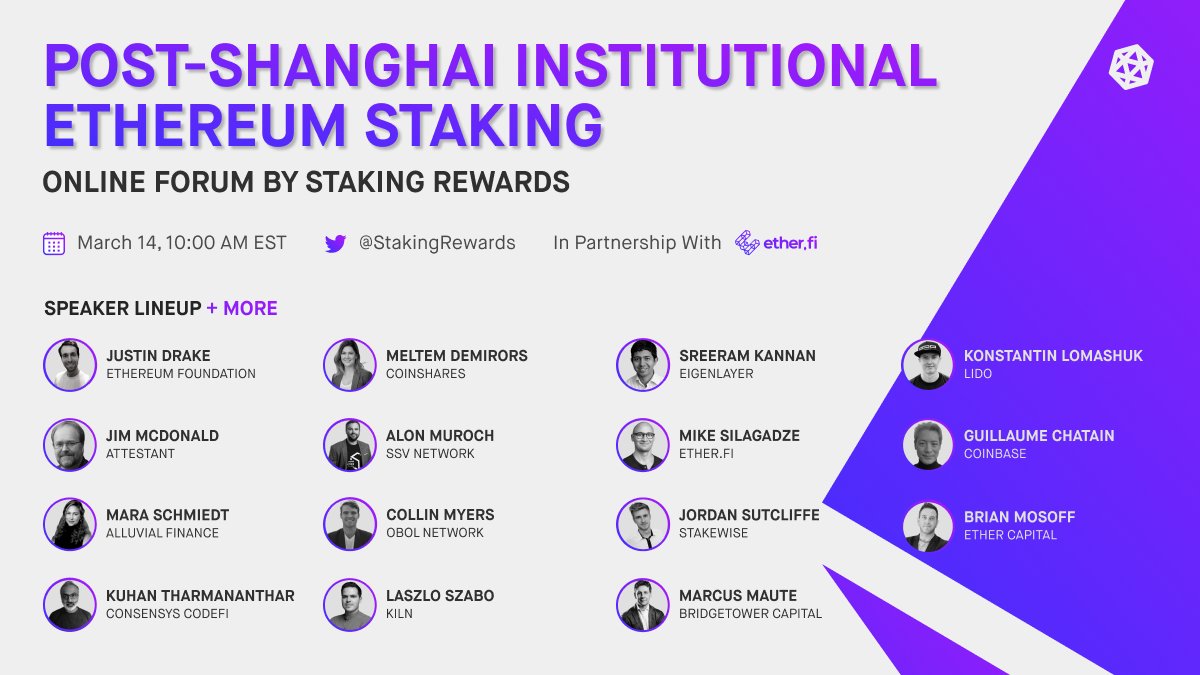 🔊 Here it is - the speaker lineup. #ETH staking is projected to become a trillion-dollar market in the next decade, join us for free institutional alpha feat the industry's finest including <a href="/drakefjustin/">Justin Drake</a>, <a href="/Lomashuk/">Konstantin Lomashuk cyber/acc</a>, <a href="/sreeramkannan/">Sreeram Kannan</a> &amp; more.

Register here: bit.ly/sr-eth-staking