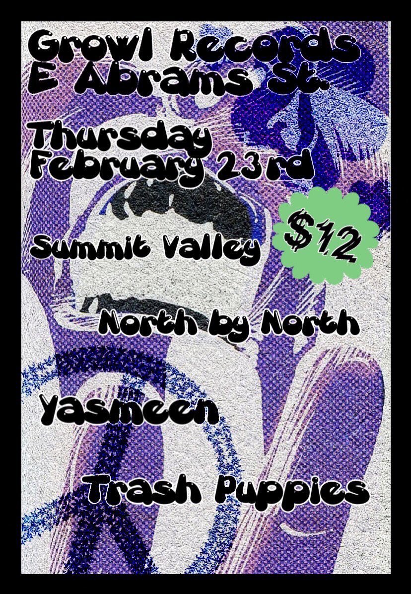 NikiJoans's tweet photo. Come see Summit Valley tomorrow in Arlington Tx at GROWL RECORDS 
Show starts at 8pm 
$12 at the door ❤️ https://t.co/s14SnFvgEO