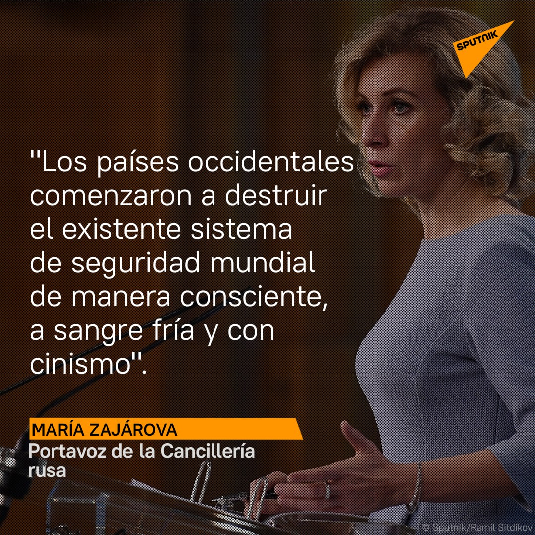 Zajarova no miente y dice grandes realidades, desde Occidente han violado absolutamente toda legislación internacional y han demostrado su ignorancia total en todos los ámbitos menos en el terror, la miseria y la muerte.