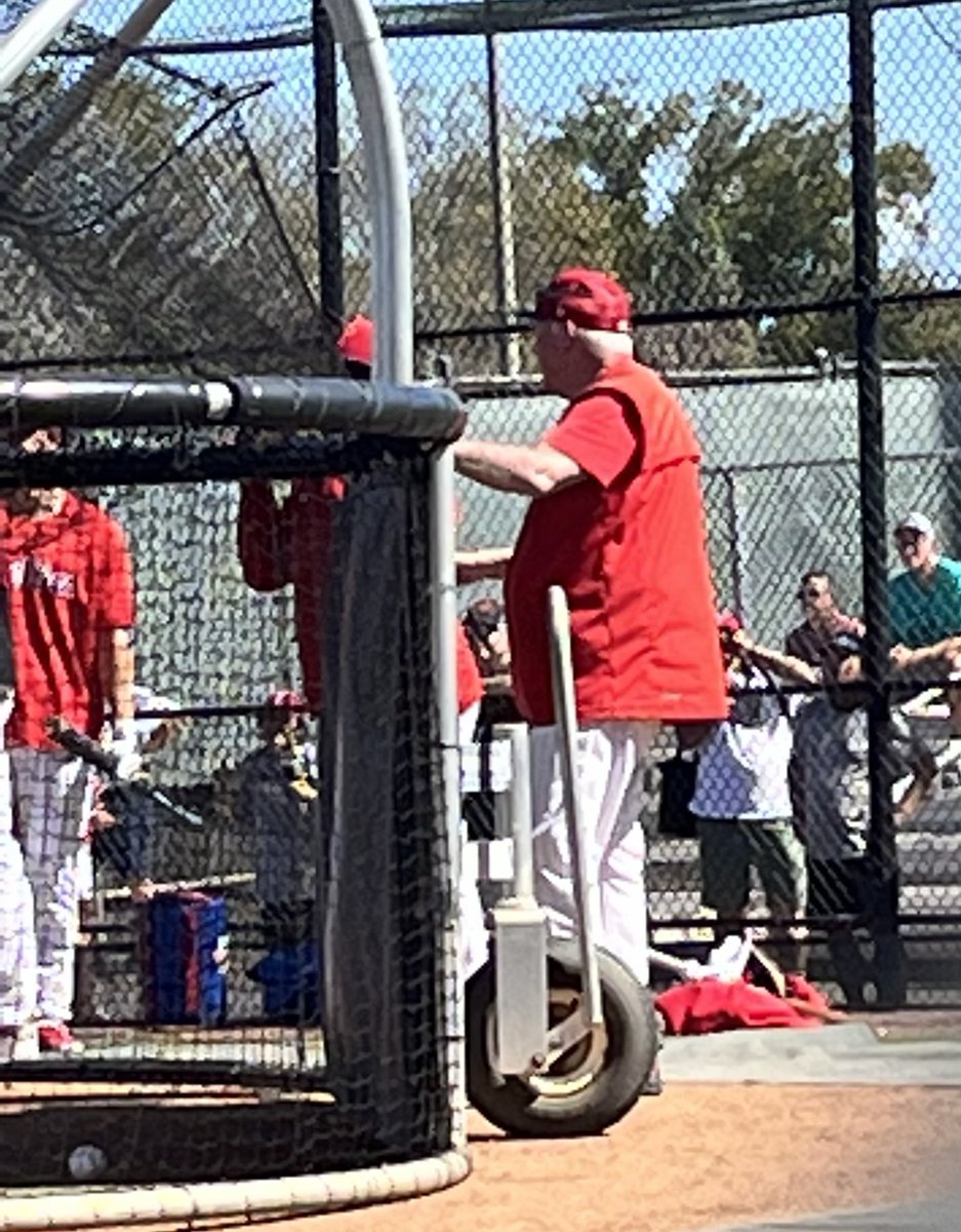 GDerenzo's tweet photo. Spring training in Clearwater. Foul ball, Charlie still watching the hitters, quick chat with the skipper, Rob Thomson and of course, The King (Howard Eskin) is here too. https://t.co/9gqFKat5nj