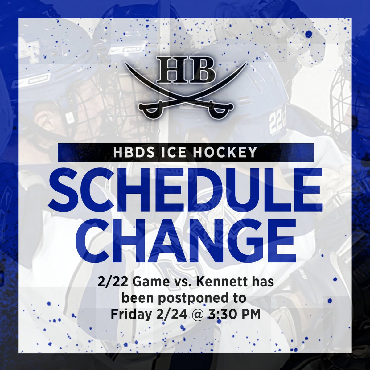 2/22 Ice Hockey @ Kennett has been postponed to Friday 2/24 @ 3:30 PM <a href="/hbabccavs/">HBABC - Hollis Brookline Athletic Booster Club</a> @hb_highschool