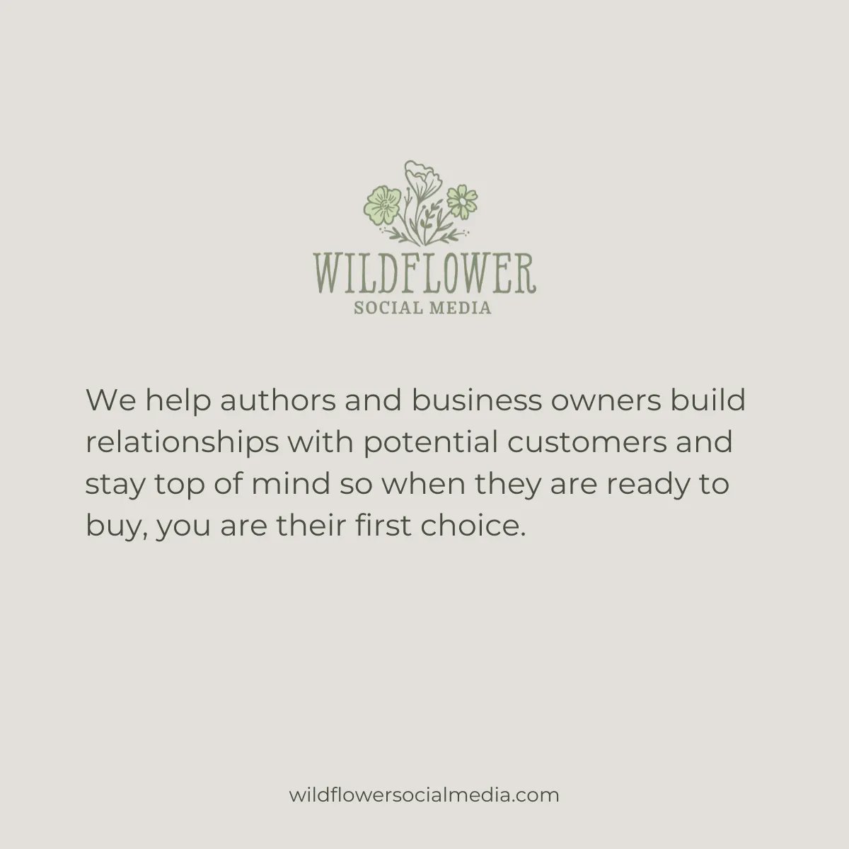 wildflowrsocial's tweet photo. We help authors and business owners build relationships with potential customers and stay top of mind so when they are ready to buy, you are their first choice. #SocialMediaMarketing #SocialMediaAgency https://t.co/COCQJmW5zf