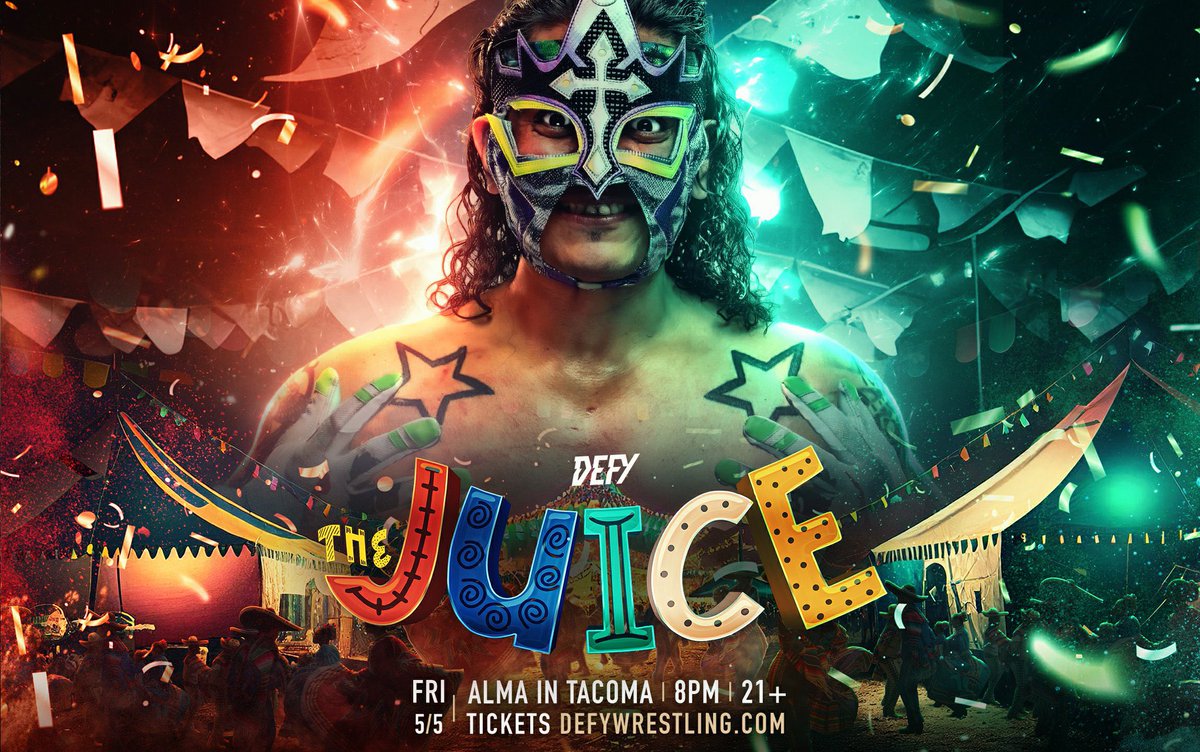 defyNW's tweet photo. ON SALE IN 20 minutes!

Tacoma!! We return to ALMA with THE JUICE!

Celebrate Cino de Mayo with DEFY and legend Juventud Guerrera!!

GET READY FOR LUCHA!!

🎟️Tickets on sale this WEDNESDAY, 2/22 at 10am pst at https://t.co/DFWDGOJ8Jj | 21+

***Limited Seating Available &amp; 21+ https://t.co/DRIIfVZMm5