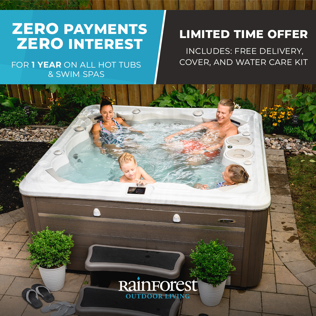 RainforestOL's tweet photo. Just sit back, relax and enjoy! 🍹💦

ZERO Payments + ZERO Interest on ALL hot tubs and swim spas for a limited time at Rainforest Outdoor Living.

Head over to our showroom today for details!

📍 3 - 241 Puntledge Rd
🌐 https://t.co/7duXxA5Dmx
—
#courtenaybc #hottub #swimspa https://t.co/x4G1mCajQX