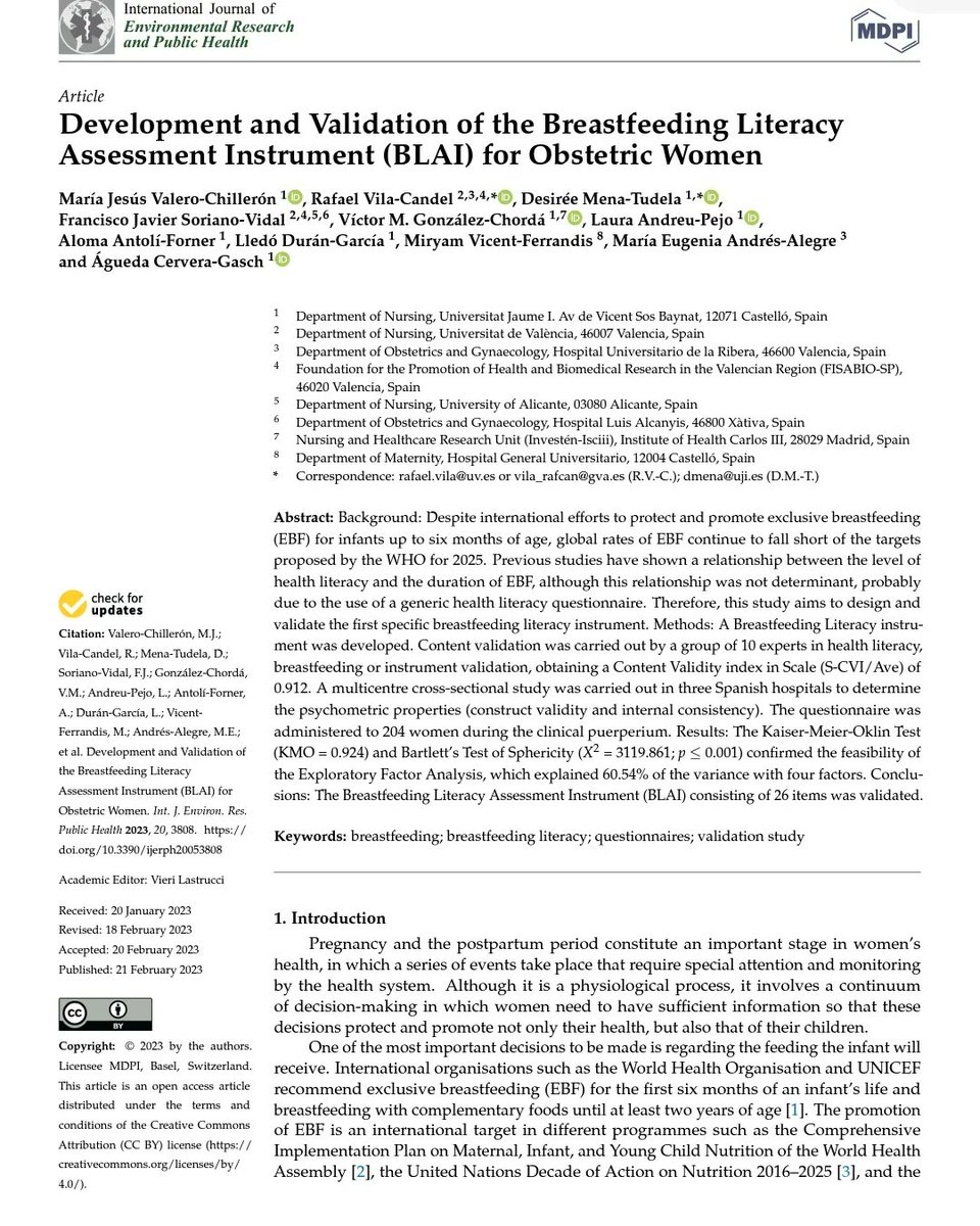 LactanciaUJI's tweet image. Development and Validation of the Breastfeeding Literacy Assessment Instrument (BLAI) for Obstetric Women

El objetivo de este artículo fue diseñar y validar del cuestionario BLAI
🧵