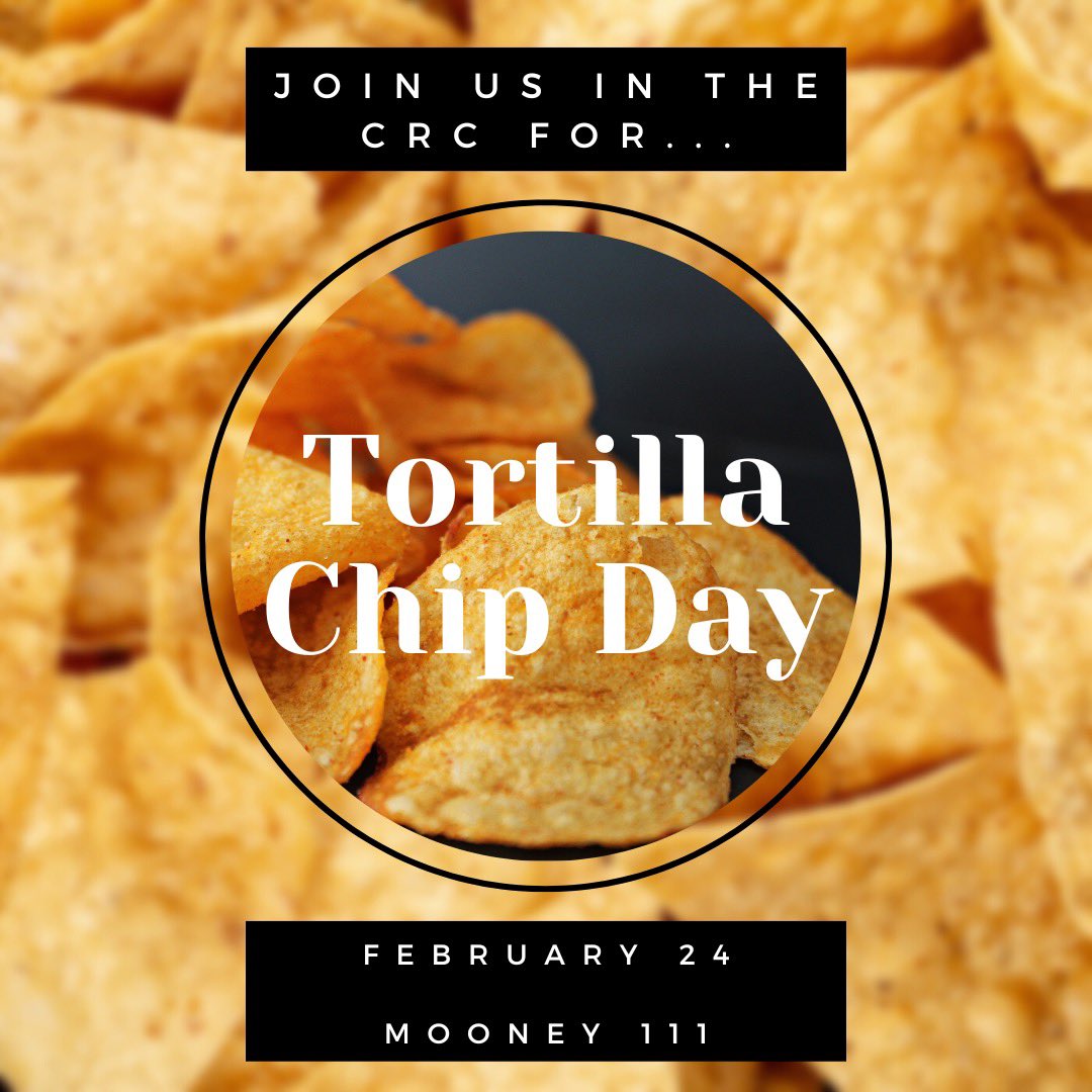 Join us in the CRC this Friday for National Tortilla Chip Day! Grab a book and eat some chips and salsa with us. See you there 🥰 #ElonEd