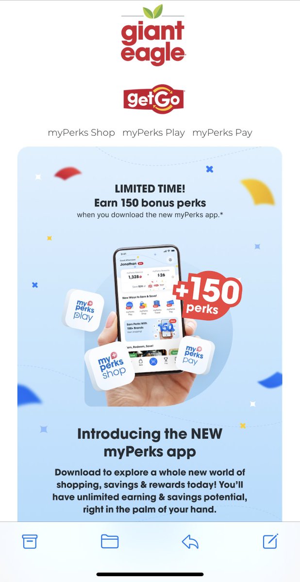 SandySkrovan's tweet photo. Giant Eagle has launched a new #myperks gamification app. Shoppers can earn more perks in more ways faster. Check it out. @GiantEagle #retail #grocery #cpg #commerce https://t.co/EWAlKPkfqe