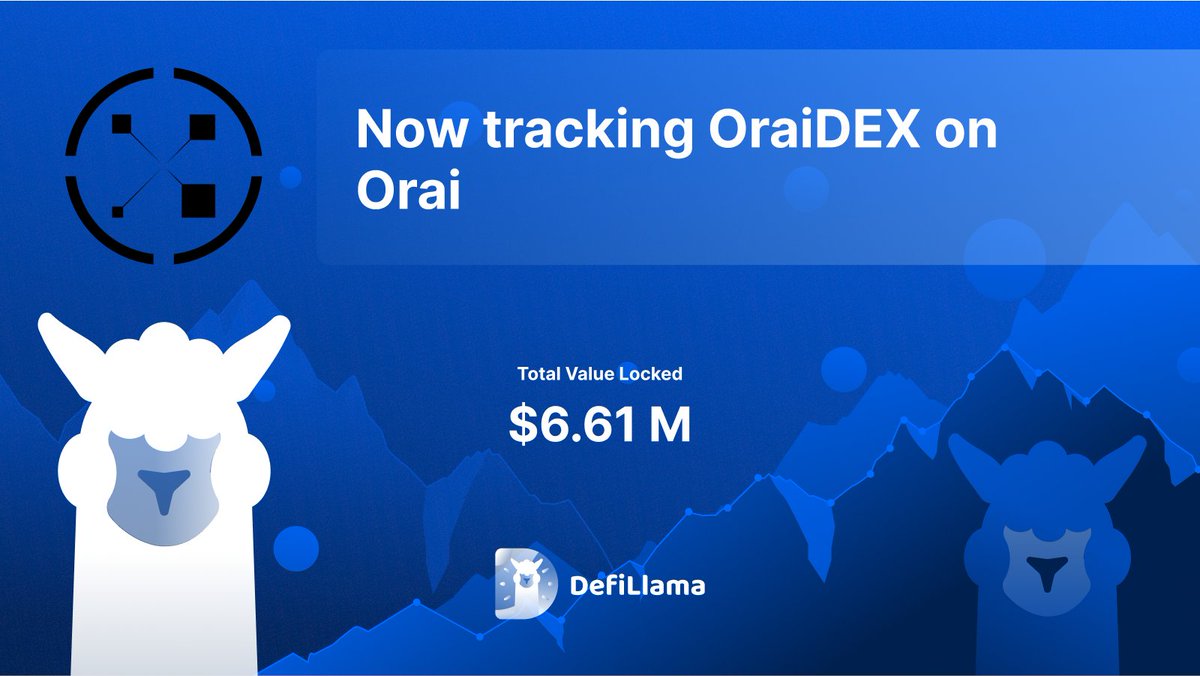 DefiLlama's tweet photo. Now tracking @oraidex on @oraichain 

Developed by Oraichain, OraiDEX is a CosmWasm smart contract-based decentralized exchange with multi-chain interoperability &amp; optimal speed https://t.co/YGwtDzEOOs
