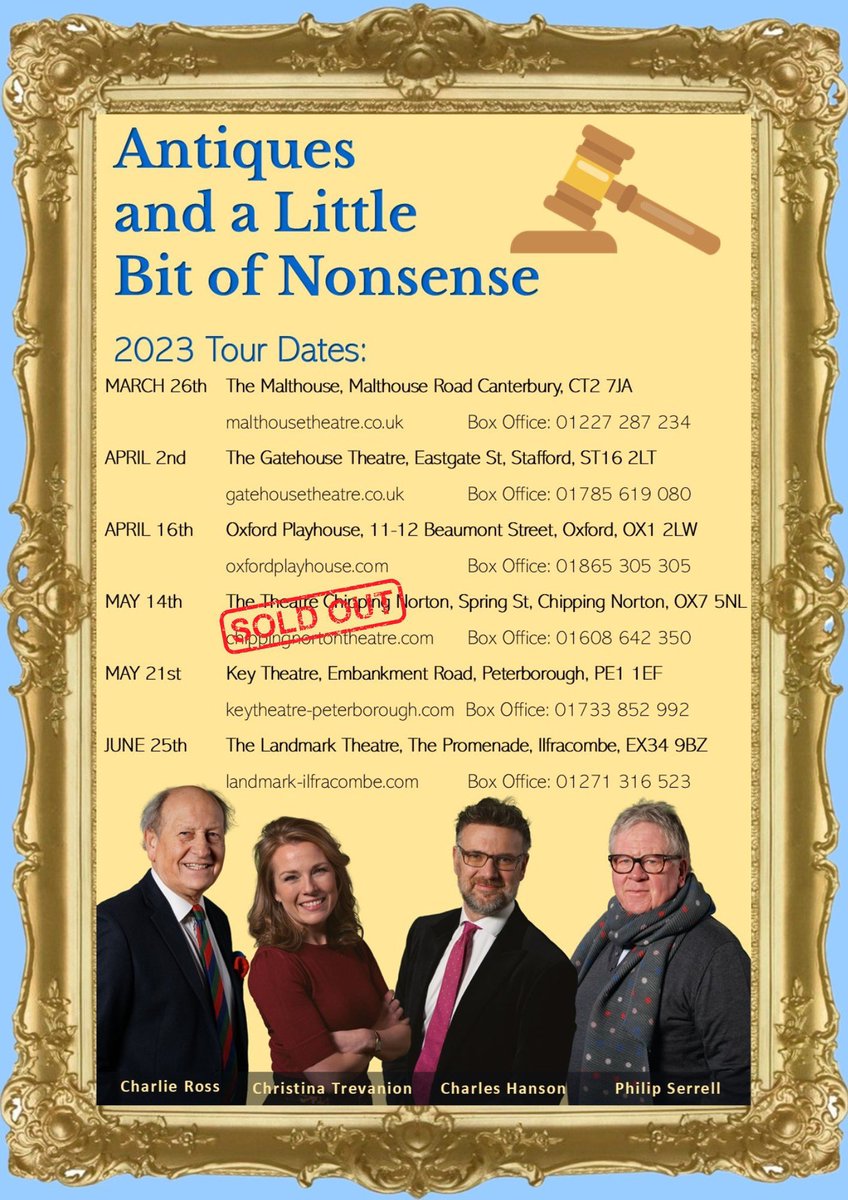 Just booked tickets for “Antiques and a Little Bit of Nonsense” , excited don’t even begin to cover it @CTrevanion @HansonsAuctions at the Key Theatre , Peterborough #Antiques #Auctions #Excited