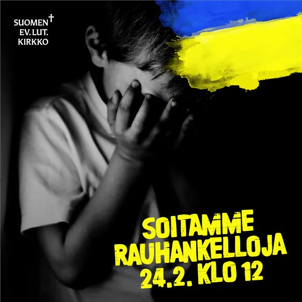kirkko_evl's tweet photo. Kirkonkellot ympäri maan soivat tukea Ukrainalle hyökkäyssodan vuosipäivänä 24.2.2023. https://t.co/YSgouj09Zf