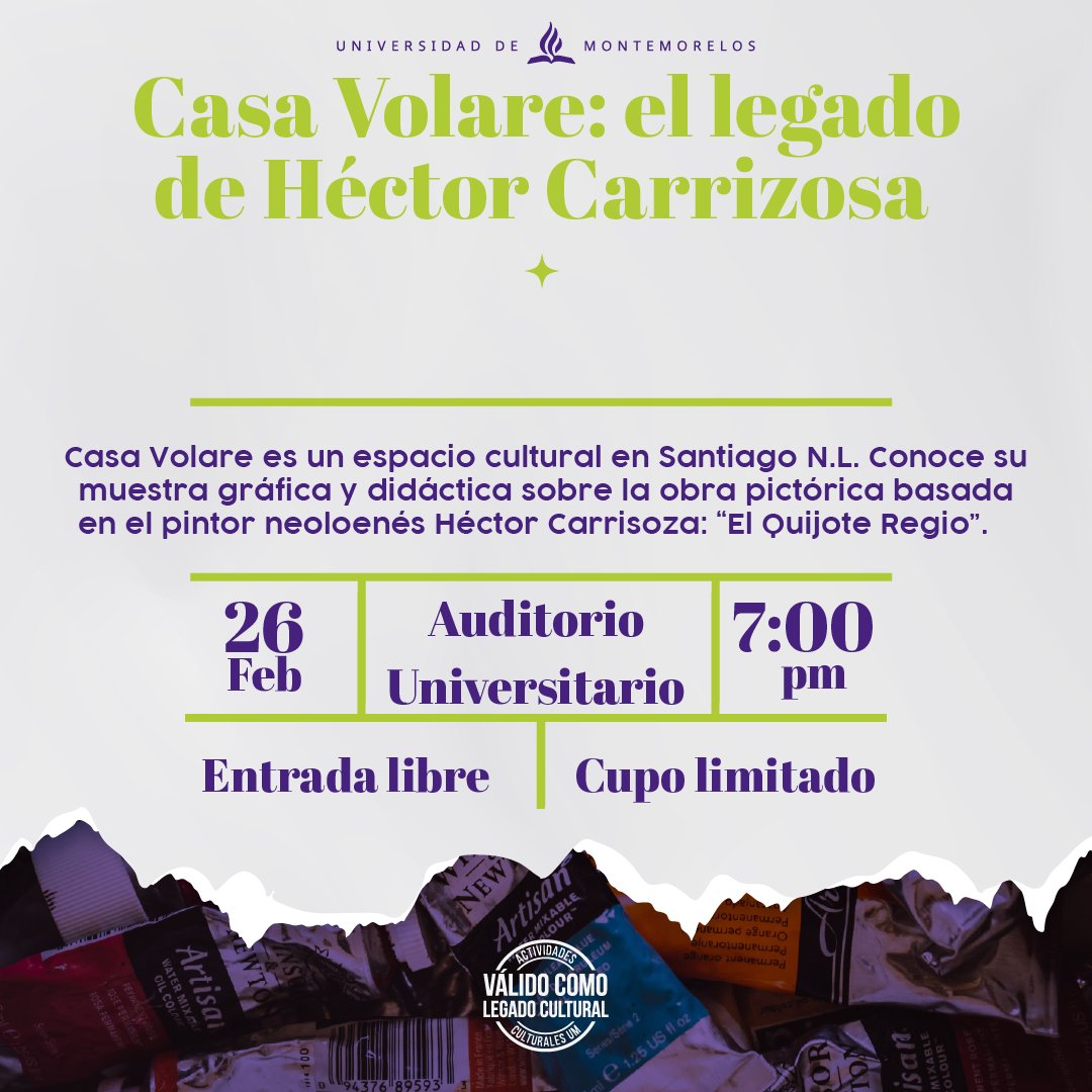 UniMontemorelos's tweet photo. ¡Aprovecha para asistir a este legado cultural!
#LegadoCultural #umx1mundonuevo #umsumando #sumarenlaum #arte #exposicionesdearte https://t.co/gNNxb6Ojxw