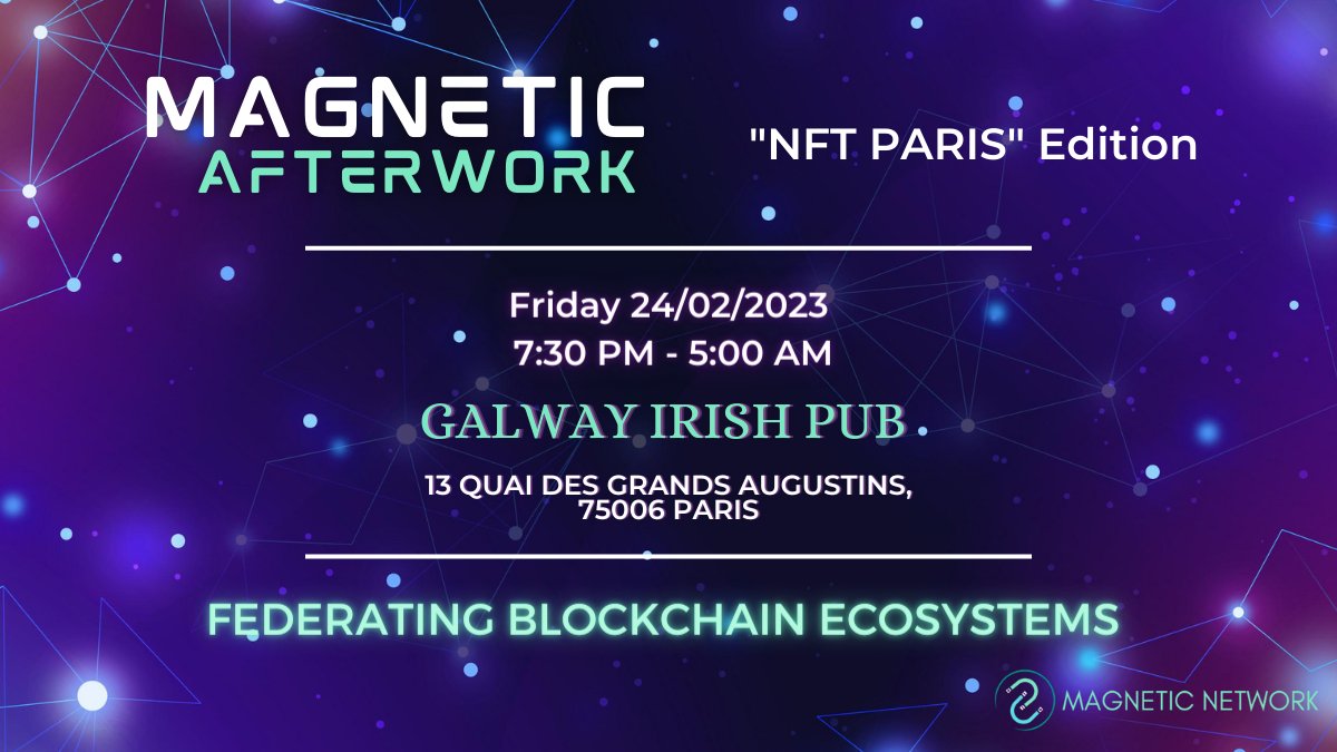 NetworkMagnetic's tweet image. 💫Magnetic Afterwork Location Update 💫

📅24.02.2023
📍Galway Irish Pub - 13 quai des Grands Augustins - 6e
⏳ 7:30 pm - 5 am

Free event upon form filling below

Connexions - Synergies - No Blockchain Attached

#nftparis