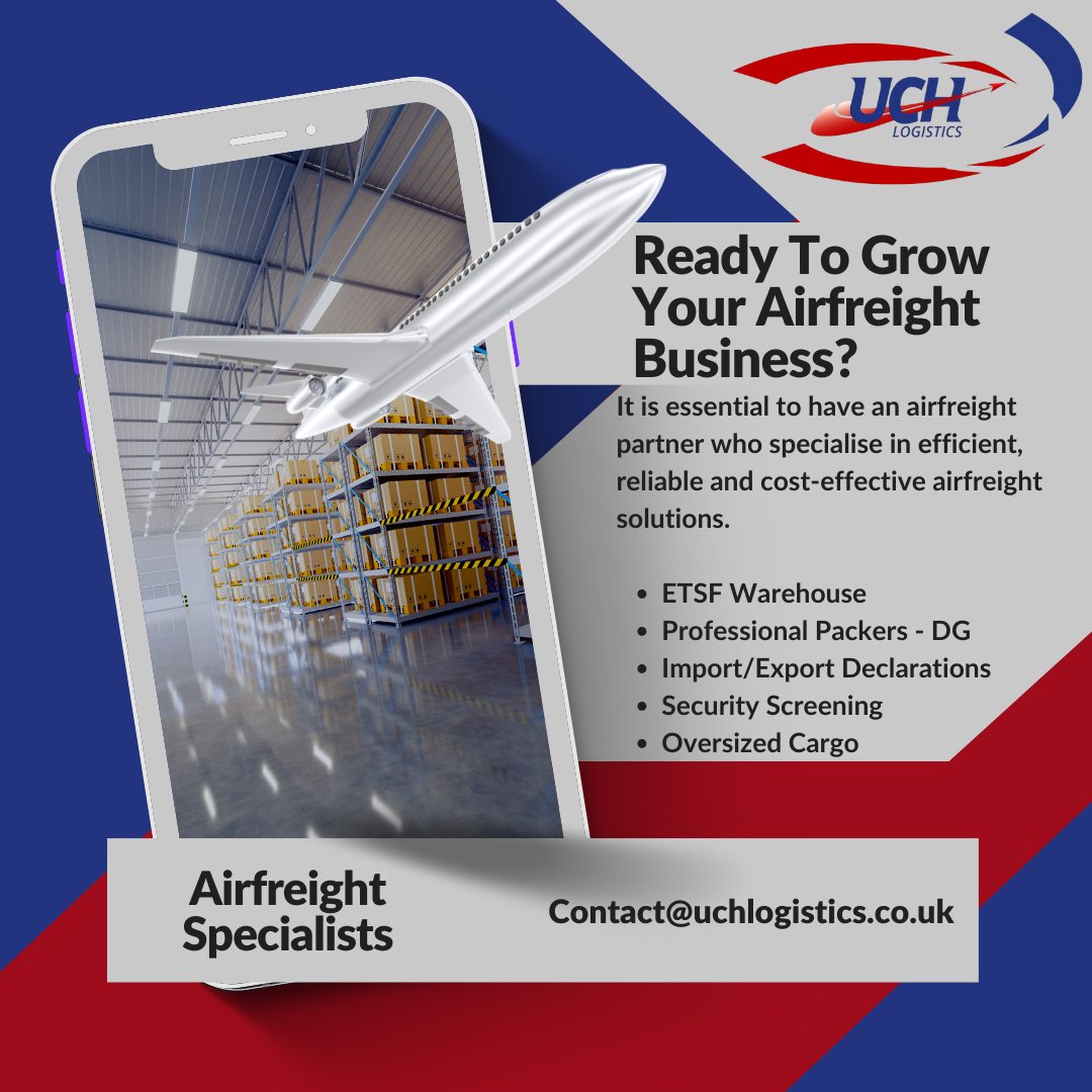 Ready To Grow Your Airfreight Business?

It is essential to have an airfreight
partner who specialise in efficient,
reliable and cost-effective airfreight
solutions.

ETSF Warehouse
Professional Packers
Import/Export Declarations
Security Screening

Contact@uchlogistics.co.uk