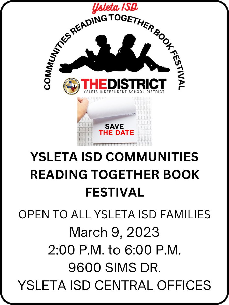 Veronica Alvidrez Alvarez (@valvidrez1) on Twitter photo Thank you <a href="/StateFarm/">State Farm</a> Ins for offering these amazing grants! Communities Reading Together Book Festival! Join us for this wonderful event focused on literacy and the love of reading! Great Authors and lots of books for students! <a href="/YsletaISD/">Ysleta ISD</a> share.peachjar.com/flyers/2423978… Thank you <a href="/StateFarm/">State Farm</a> Ins for offering these amazing grants! Communities Reading Together Book Festival! Join us for this wonderful event focused on literacy and the love of reading! Great Authors and lots of books for students! <a href="/YsletaISD/">Ysleta ISD</a> share.peachjar.com/flyers/2423978…