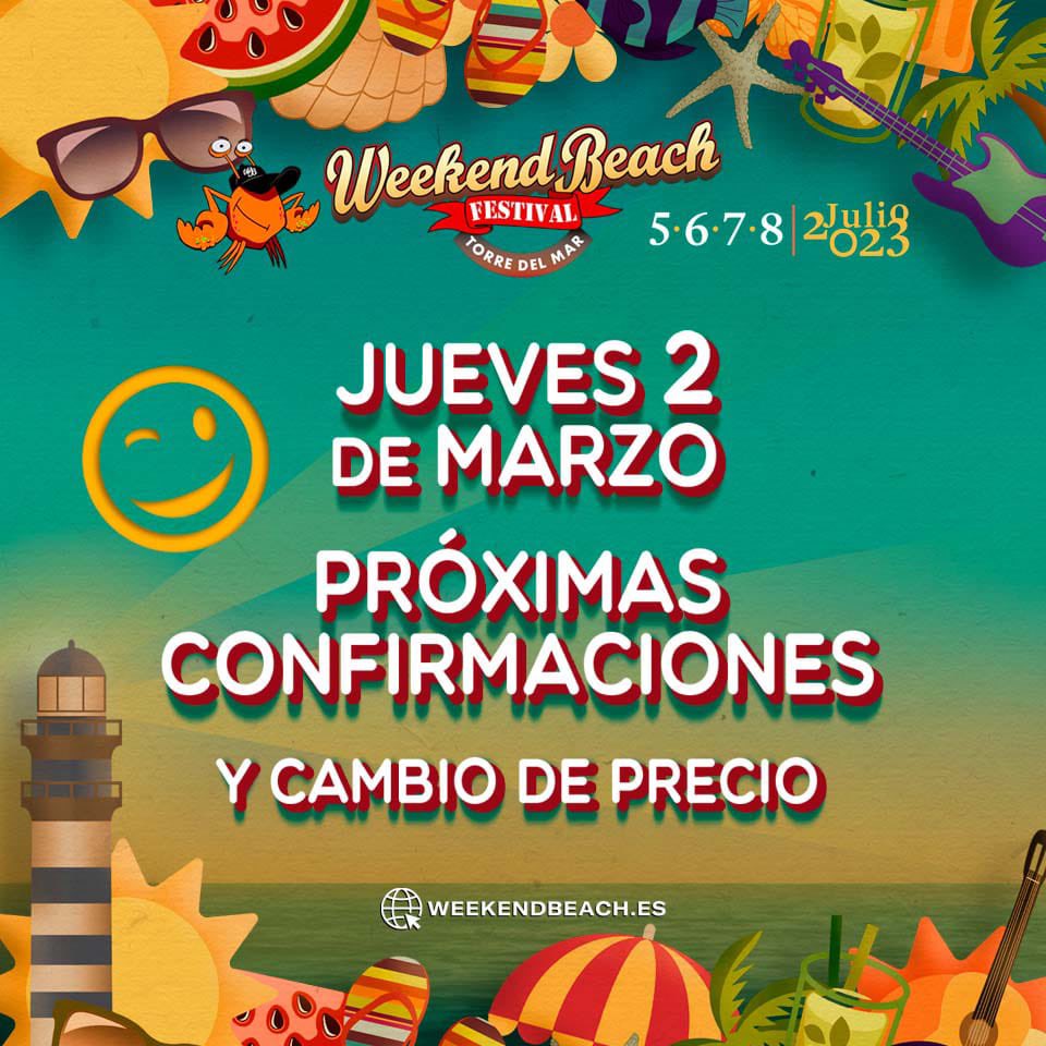 weekendbeachfes's tweet photo. El jueves 2 de marzo os damos mucho más #Weekend2023 ¡llegan nuevos artistas! ⭐️🦀

🎫 🚀 ¡Que no te pille el cambio de precio!
A la venta en nuestra web, Oficinas de Correos y El Corte Inglés

#verano2023 #Weekendbeach #TorredelMar #SoyWeeker https://t.co/k8FxLy4s1i