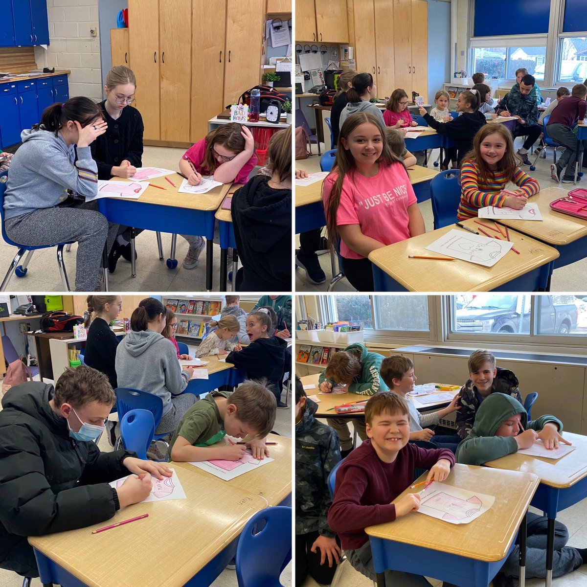 Pink Shirt Day designing with our buddies #holt2223 #PinkShirtDay #buddies