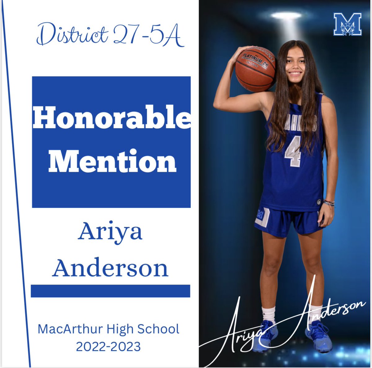 MacArthur_GB's tweet photo. Shout out to @ariya_anderson5 @Faithybuckets25 @TyraThompson for recovering District 27-5A Honorable Mention! 💙🏀 https://t.co/vKdlg8WDNC