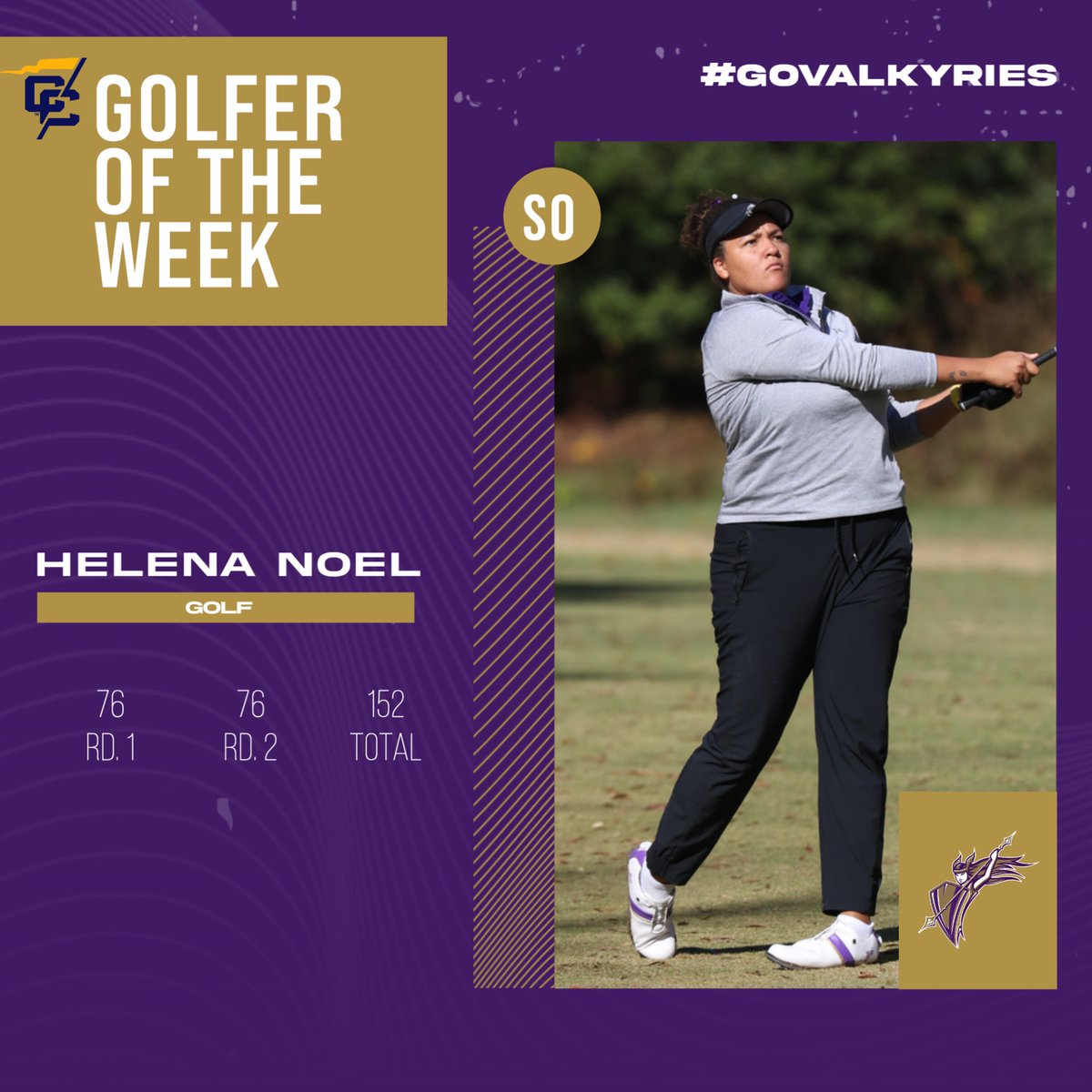 Valkyrie_Sports's tweet photo. Congratulations to Helena Noel on being named @ConfCarolinas Golfer of the Week! #GoValkyries 

📰https://t.co/lKdKSmghRj https://t.co/uBip8ziIJN