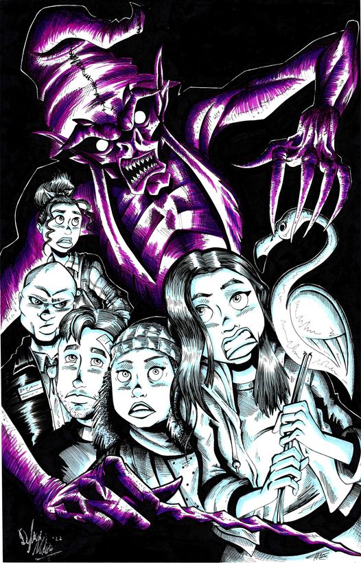 @CrankyTelepath I love this horror art by Dylan Moore <a href="/OuthouseCartoon/">Dylan Moore</a> for the upcoming horror feature I'm in: MISTER SANDMAN <a href="/MrSandman_Film/">MISTER SANDMAN</a>