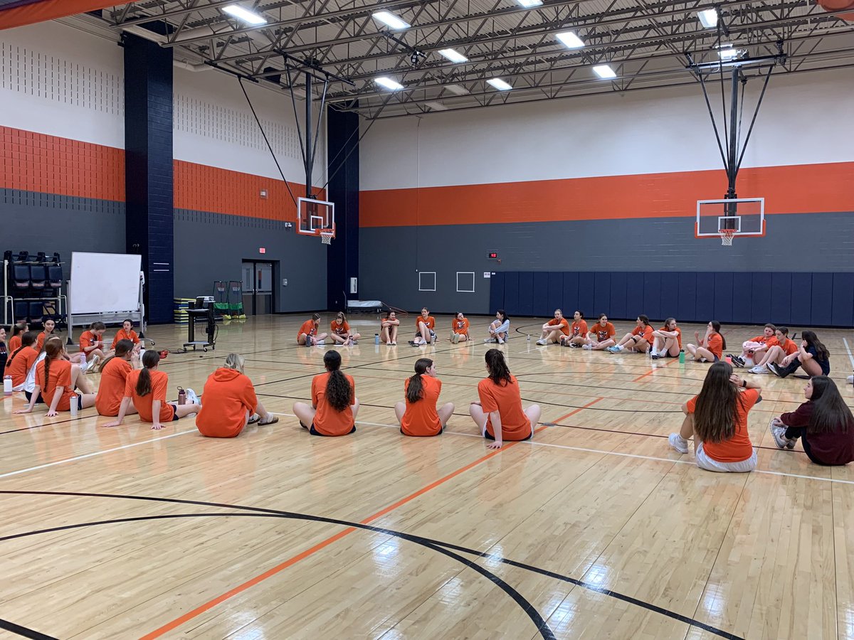 WakelandVB's tweet photo. 2Words this morning. Raz and Maddie led an important topic this morning - Be You. Good sharing and discussion by the team. 
@MackeySpeaks @Friscoisdsports #onwednesdaywewearorange https://t.co/H8KyRmhIMZ