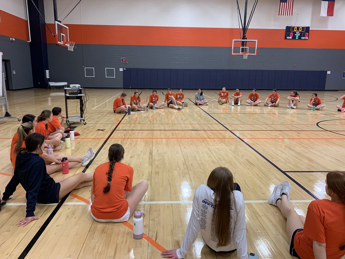 WakelandVB's tweet photo. 2Words this morning. Raz and Maddie led an important topic this morning - Be You. Good sharing and discussion by the team. 
@MackeySpeaks @Friscoisdsports #onwednesdaywewearorange https://t.co/H8KyRmhIMZ