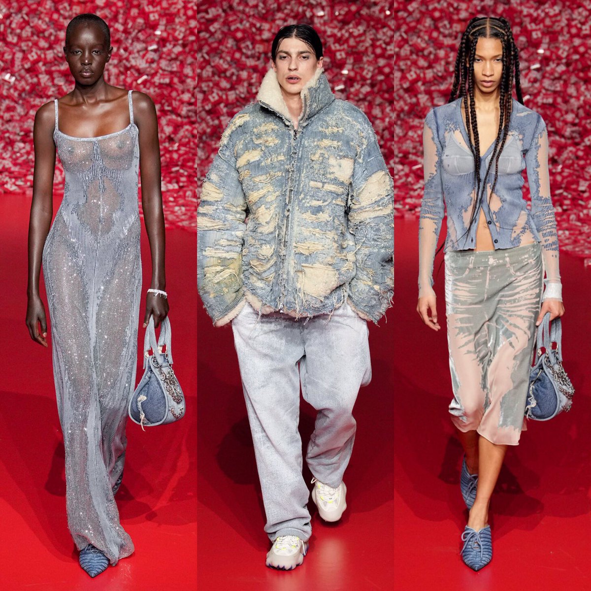 saintdoII's tweet photo. diesel fall-winter 2023 rtw is by far my favorite collection by glenn martens at the house. a fabric manipulation masterclass with his use of denim on top of the signature trompe l’oeil looks everything is perfect https://t.co/rR0TbawjGR