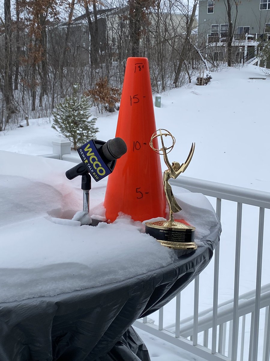 AC830's tweet image. Thanks to all the new followers here monitoring #SnowCone.
A little about myself, while there is a lull in the storm, I am a talk show host on @wccoradio (on right now! Tune in!) and I am an Emmy winner. It’s a regional Emmy, but still looks cool.