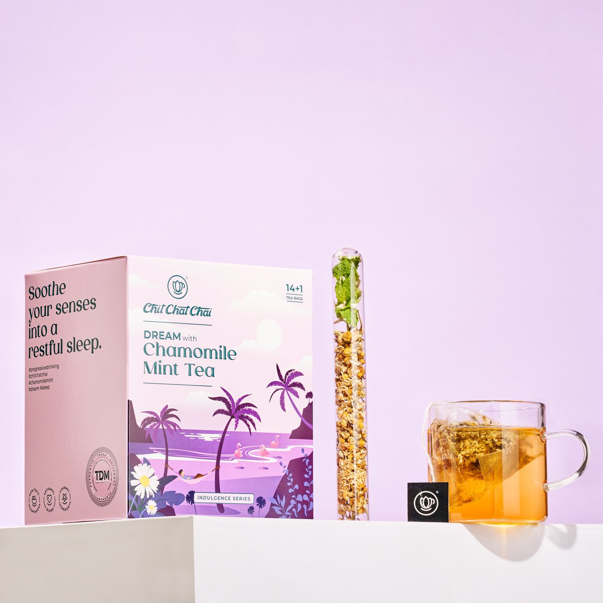 chitchatchai_in's tweet image. Struggling to get quality sleep? Try adding Chit Chat Chai's Dream with Chamomile &amp;amp; Mint Tea to your bedtime routine! Chamomile for calmness &amp;amp; mint for digestion, it's the perfect way to relax and unwind. Check it out here: rb.gy/guczh2 #ChitChatChai #DreamCollection