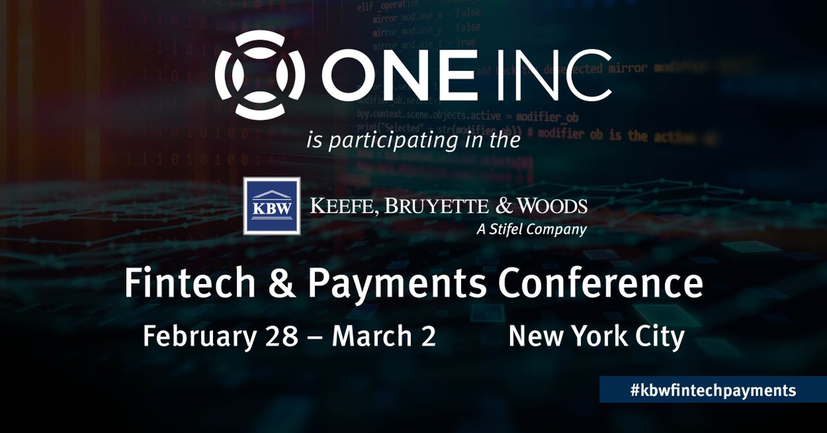One Inc CEO, Ian Drysdale, is participating in NYC Fintech Week 2023! We're excited to collaborate on the latest trends in the industry and look forward to shaping the future ahead. #kbwfintechpayments