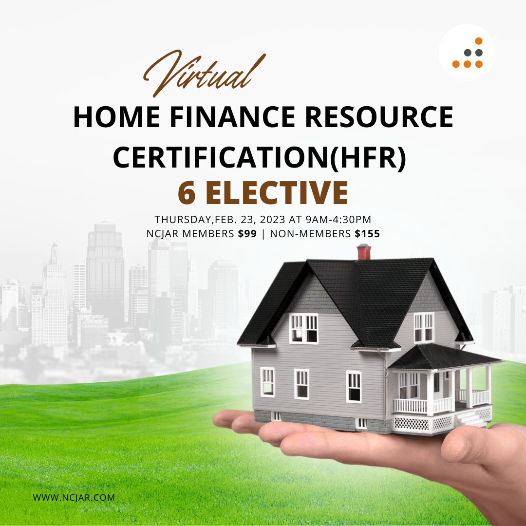 CrystalNCJAR's tweet photo. Discover the Building Blocks of Mortgage &amp; Financing. REGISTER TODAY to Attend Home Finance Resource Certification (HFR) Online Course Tomorrow, Feb. 23rd at 9am-4:30pm! Don't Miss Out! #NCJAR #NJ #CE #HFR #RealEstate #Realtor Register Online: https://t.co/VxmEFxcqUz https://t.co/DgoPeHMzVp