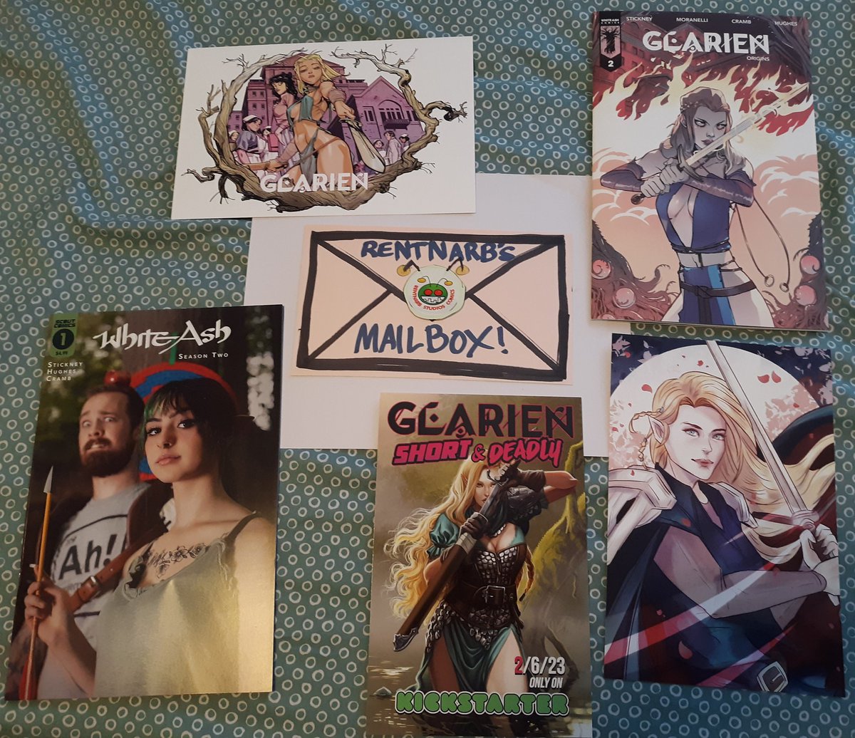 MAILBOX
Glarien 2 with goodies and White Ash cosplay cover hat I backed on Kickstarter by @amatoxine @Finsomniac @lianakangas @toherrys @superliyishan @connorhughes @ShanaFeeley
Check out this link for the Glarien Short & Deadly campaign! kck.st/3Y6eQqI