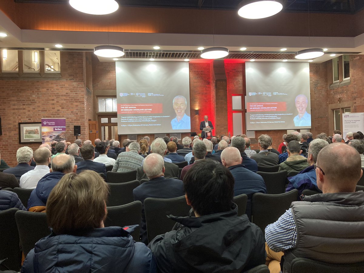 Professor David Rooney, Dean of Internationalisation at <a href="/QUBEPS/">QUB EPS</a>, welcomes guests to the 21st #SirBernardCrosslandLecture and introduces our guest speaker, Professor Keith Bell of <a href="/UniStrathclyde/">University of Strathclyde</a>.
<a href="/QUBelfast/">Queen's University Belfast 🎓</a> | <a href="/EngIreNorthern/">Engineers Ireland Northern Region</a> | <a href="/IETNI/">IET Northern Ireland</a> | <a href="/theCCCuk/">Climate Change Committee</a> | <a href="/UKERCHQ/">UKERC</a> | <a href="/niscifest/">NI Science Festival</a>