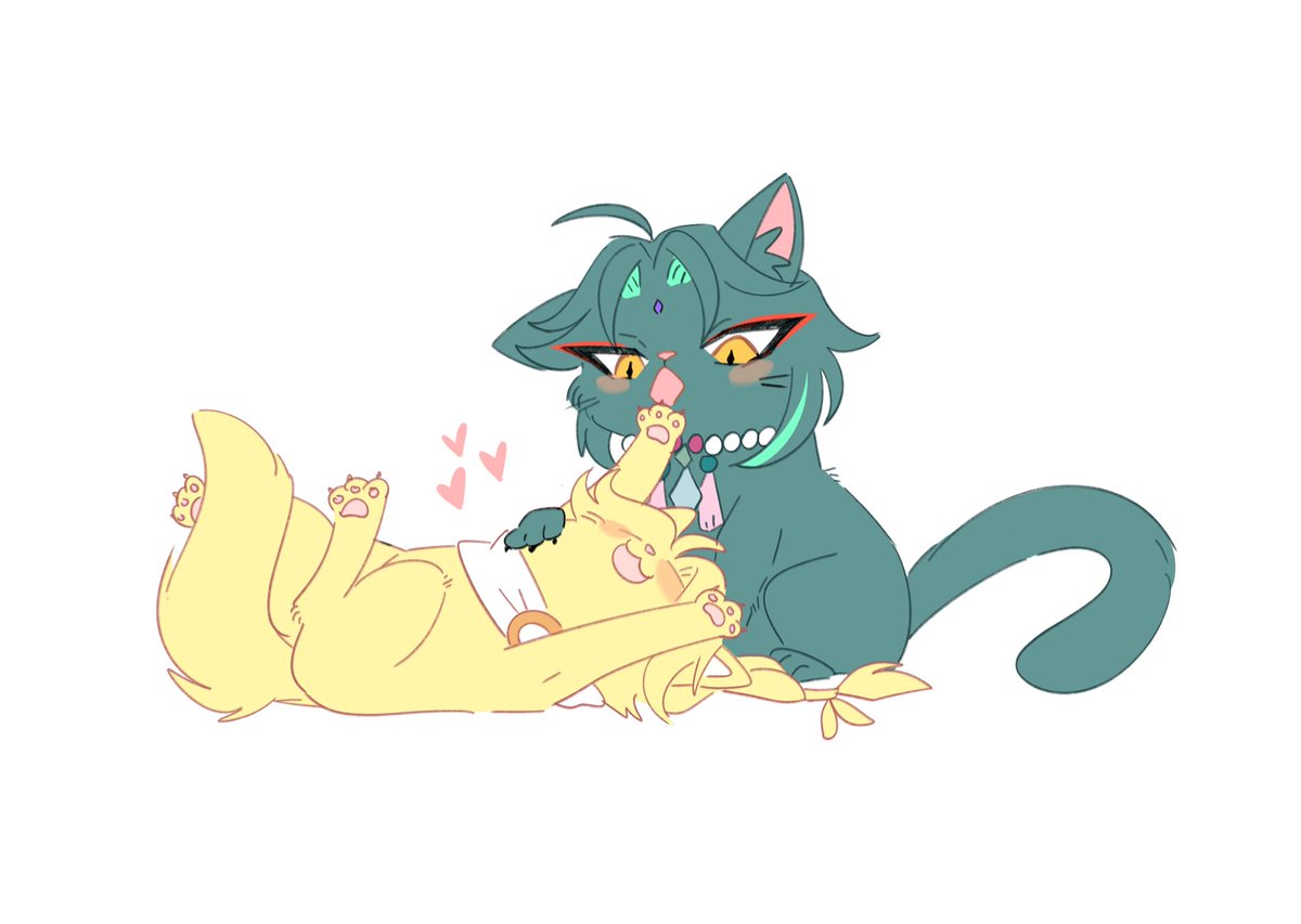 i_love_tea_ice's tweet photo. Xiao meow and kitty Aether 

#XiaoAether https://t.co/T03vIbvFRH