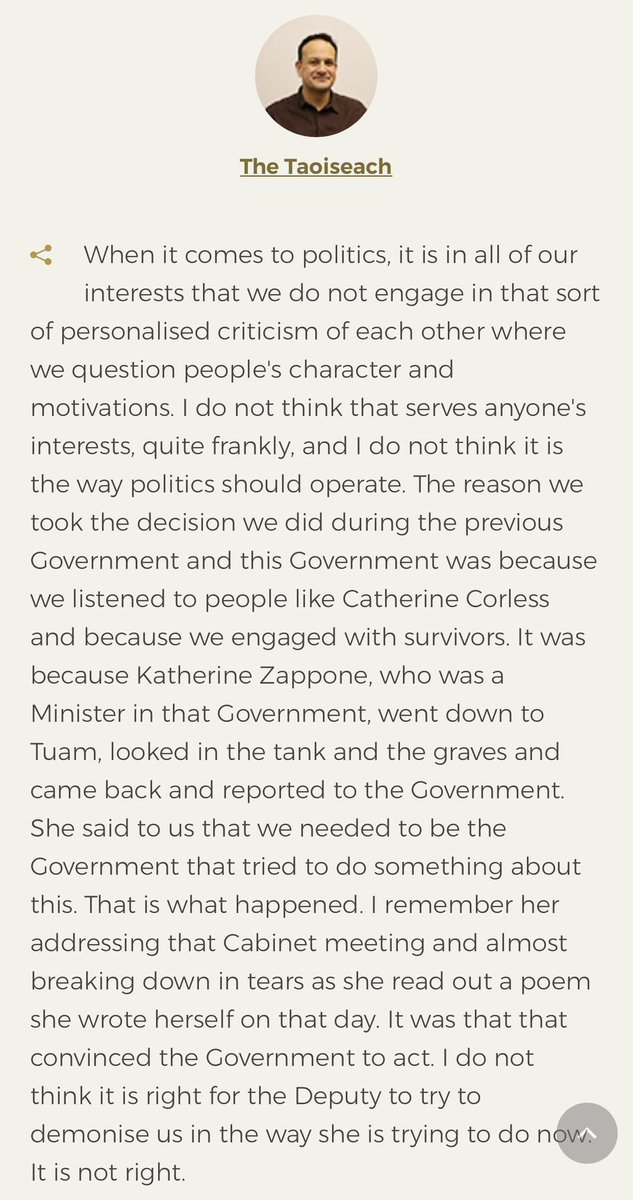 And then we got further information that I had not heard before - that former Minister K Zappone ‘looked into the tank’ in Tuam. It is true KZ visited abd walked the site on a number of occasions but I don’t rem hearing she looked in the tank? Perhaps someone will explain 3/3