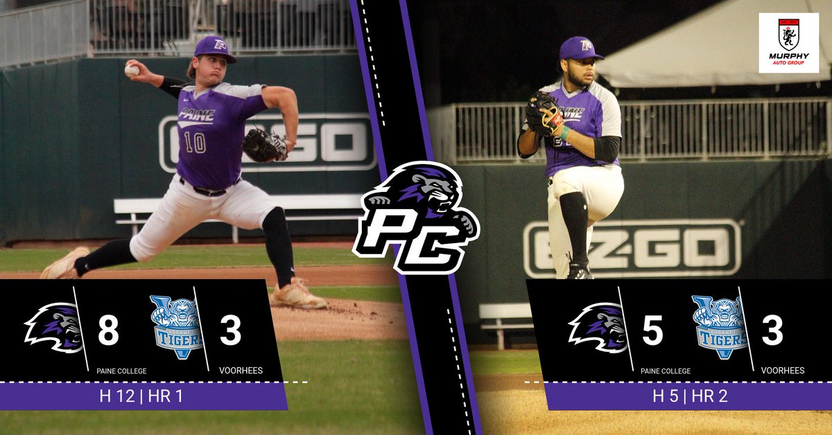 PaineAthletics's tweet photo. HBCU Baseball Classic
Hunter Justice and Fabio Warff each throw a complete game to bring Paine Baseball to two victories over Vorhees in the 2nd annual HBCU Baseball Classic.

🏟️ @srppark
⚾️ @realmikemurphy
🎥 @mybcsn1

#hbcu #srppark #hbcubaseball https://t.co/0wRiJKp1yZ