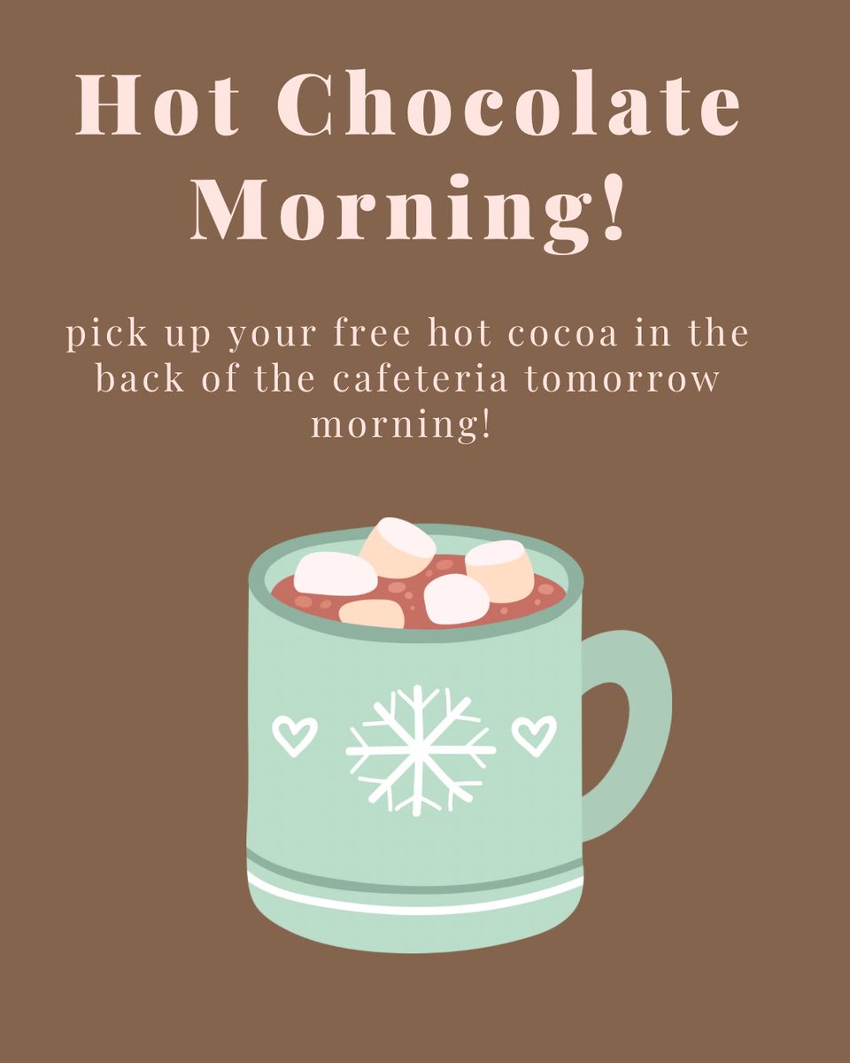 AHS Student Council (@atascocitastuco) on Twitter photo Pick up your free hot cocoa tomorrow morning in the back of the cafeteria!! <a href="/HumbleISD/">Humble ISD</a> <a href="/HumbleISD_AHS/">The Atascocita HS</a> Pick up your free hot cocoa tomorrow morning in the back of the cafeteria!! <a href="/HumbleISD/">Humble ISD</a> <a href="/HumbleISD_AHS/">The Atascocita HS</a>