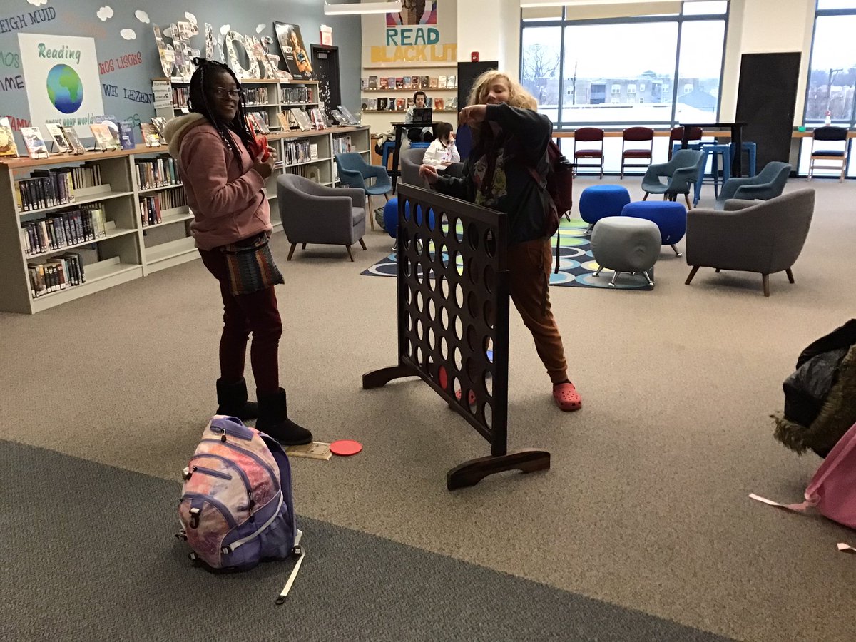 We thought big with our <a href="/OakPark97/">Oak Park District 97</a> library funds and this giant Connect 4 has been in use all day! #oakpark97 #libraries97