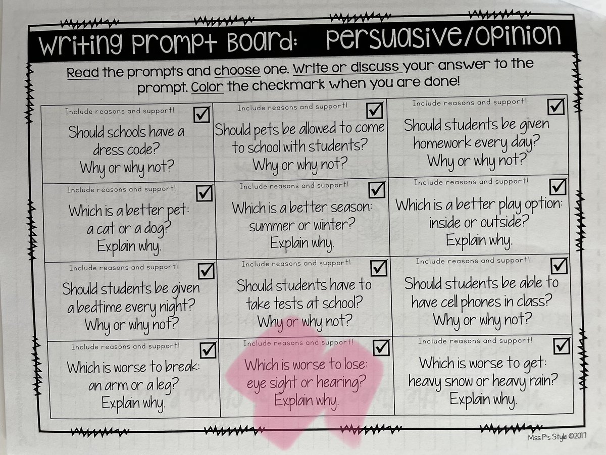 millennings's tweet photo. It's a snow day today, so my hard-of-hearing 4th grader is home working asynchronously. Imagine my surprise and disappointment to see that one of her writing prompts (published by @TheLiteracyDive) was to weigh which is "worse" - being deaf/hard of hearing or blind. https://t.co/rOzAZi0UYe