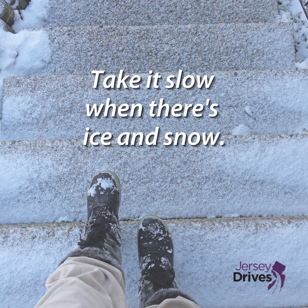 Be aware of slippery conditions when walking and driving.  Winter weather can make getting around more hazardous than usual.  #whoops #wipeout #slippery #WinterSafety #JerseyDrives #SafeRoadsNJ
