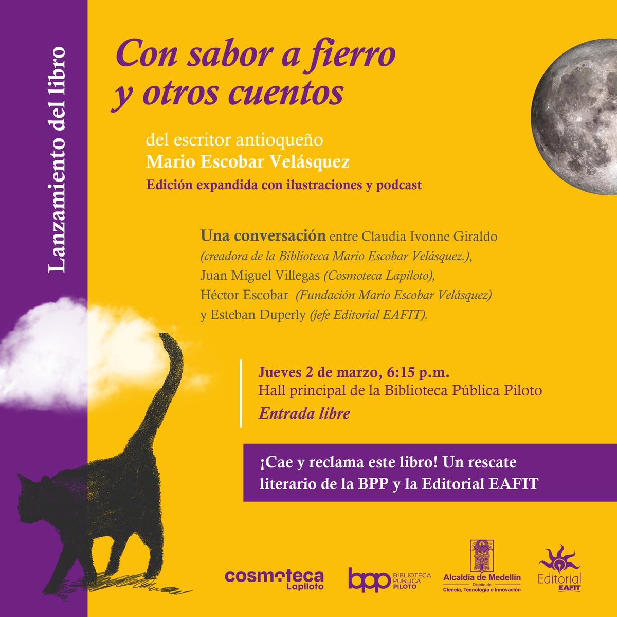BPPiloto's tweet photo. ¡Cae y disfruta de este parche literario!  

Lanzamiento del libro "Con sabor a fierro y otros cuentos" del escritor antioqueño Mario Escobar Velásquez. Una edición especial, un libro expandido, con ilustraciones, podcast y versión digital. 

Reclama tu libro y llévatelo a casa📖 https://t.co/IUOI8D1KXr