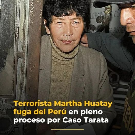 Terrorista Martha Huatay, lideresa del PCP-SL, dirigió el atentado con coche-bomba en calle Tarata (julio 1992); pero en junio del año pasado fugó a Argentina.
Le espera cadena perpetua por caso Tarata., y todo queda en manos del <a href="/Poder_Judicial_/">Poder Judicial Perú</a> para el proceso de extradición