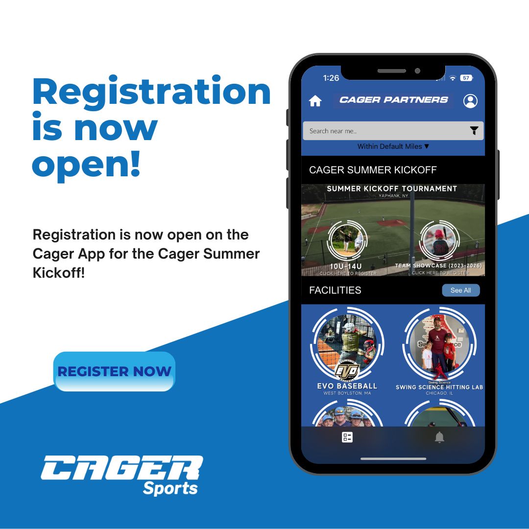 Registration is now open for the Cager Summer Kickoff. Head over to the Cager App and register now! 

#baseball #softball #baseballlife #softballlife #baseballmom #baseballdad #softballmom #baseballmom #homerun #dinger #homerunderby #hrderby #mlb #milb #baseballtraining #softb...