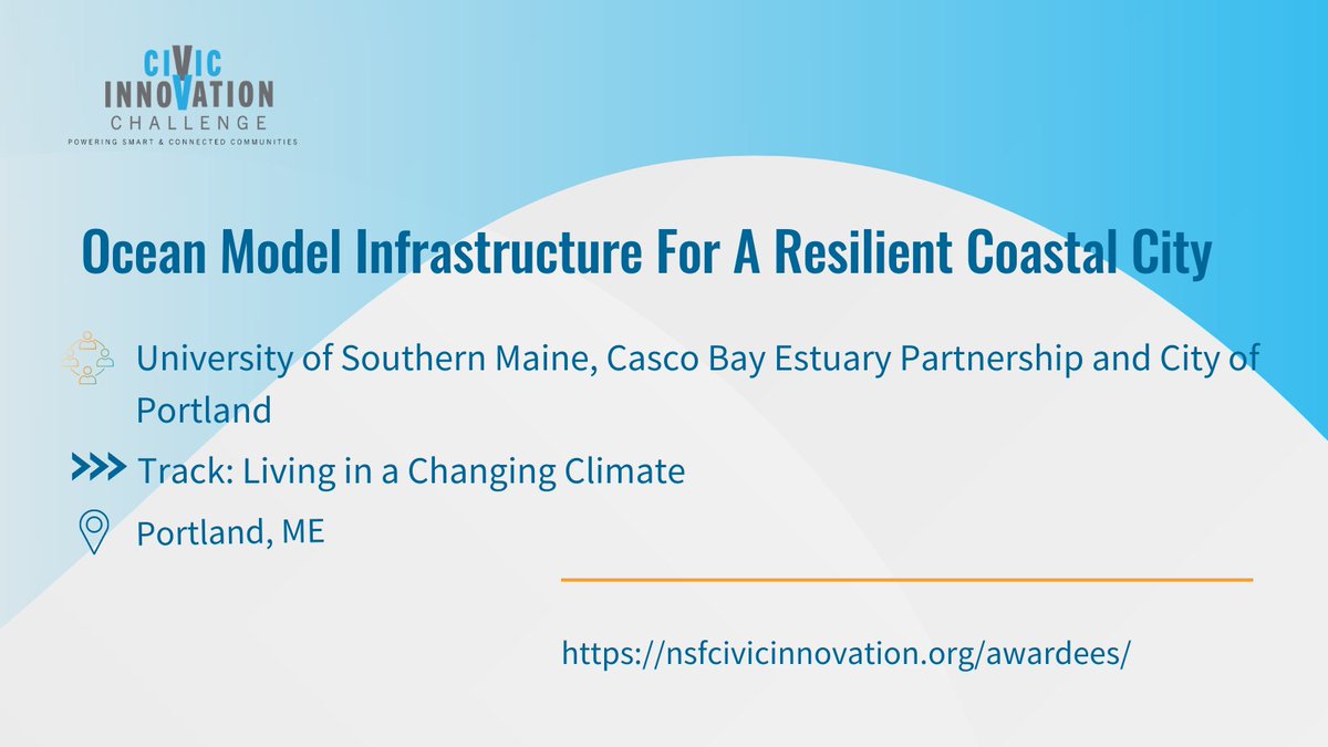 ✨#NSFCIVICStage1 highlight✨
Casco Bay Estuary Partnership (incl. @USouthernMaine)is building tools to help members of the Port and working waterfront communities make smart, resilient decisions for the future.
#NSFCIVIC #CIVIC2022 #NSFfunded bit.ly/3VR28LP